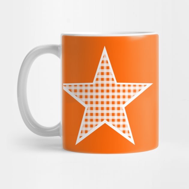 Orange and White Gingham Star by bumblefuzzies